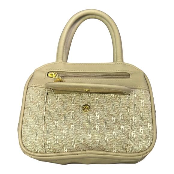 Via Prima Small structured Top Handle Handbag Neutral beige brown gold hardware - Picture 2 of 10